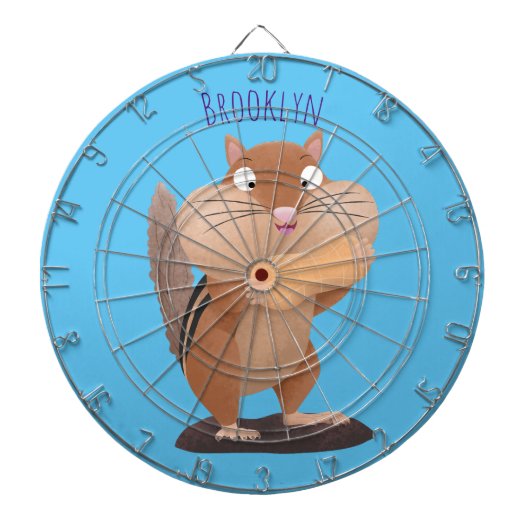 Niedlicher lustiger großer Wangen-Chipmunk-Cartoon Dartscheibe (vorne)