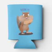 Niedlicher lustiger großer Wangen-Chipmunk-Cartoon Dosenkühler (Rückseite)