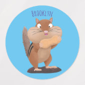 Niedlicher lustiger großer Wangen-Chipmunk-Cartoon Etiketten (Design 1)