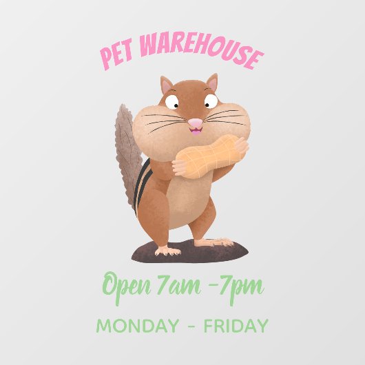 Niedlicher lustiger großer Wangen-Chipmunk-Cartoon Fensteraufkleber (Blatt)