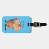 Niedlicher lustiger großer Wangen-Chipmunk-Cartoon Gepäckanhänger (Vorderseite horizontal)