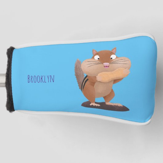 Niedlicher lustiger großer Wangen-Chipmunk-Cartoon Golf Headcover (Vorderseite)