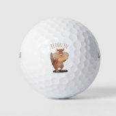 Niedlicher lustiger großer Wangen-Chipmunk-Cartoon Golfball (Vorderseite)