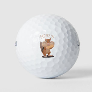 Niedlicher lustiger großer Wangen-Chipmunk-Cartoon Golfball