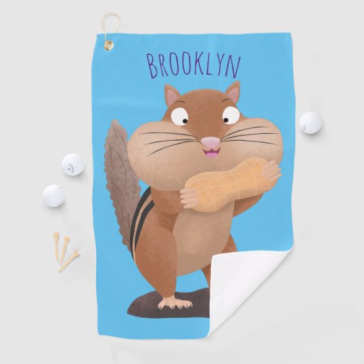 Niedlicher lustiger großer Wangen-Chipmunk-Cartoon Golfhandtuch (Insitu)