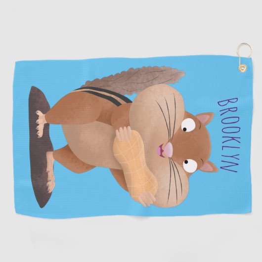 Niedlicher lustiger großer Wangen-Chipmunk-Cartoon Golfhandtuch (Horizontal)