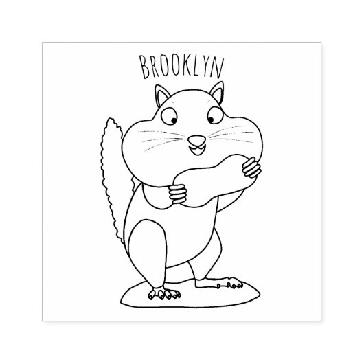 Niedlicher lustiger großer Wangen-Chipmunk-Cartoon Gummistempel (Prägung)