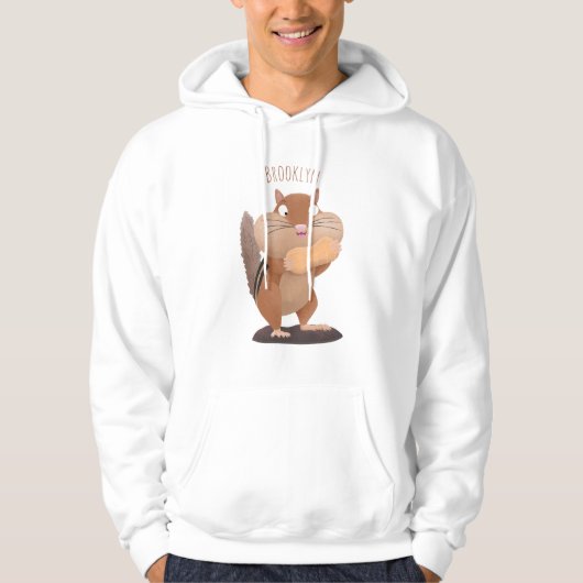 Niedlicher lustiger großer Wangen-Chipmunk-Cartoon Hoodie (Vorderseite)