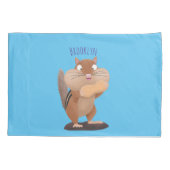 Niedlicher lustiger großer Wangen-Chipmunk-Cartoon Kissenbezug (Rückseite)