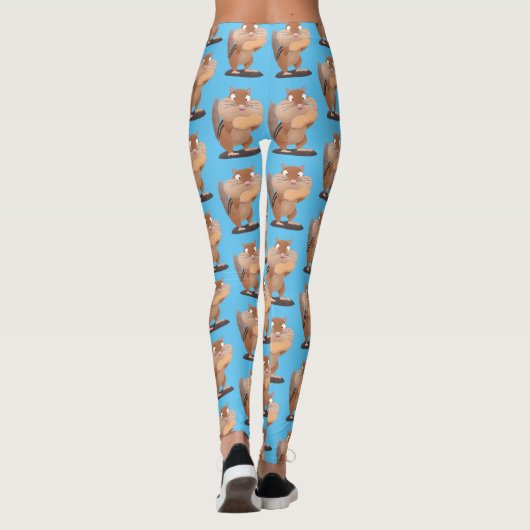 Niedlicher lustiger großer Wangen-Chipmunk-Cartoon Leggings (Rückseite)