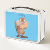 Niedlicher lustiger großer Wangen-Chipmunk-Cartoon Metall Brotdose (Rückseite)