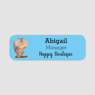 Niedlicher lustiger großer Wangen-Chipmunk-Cartoon Namensschild