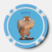 Niedlicher lustiger großer Wangen-Chipmunk-Cartoon Pokerchips (Rückseite)