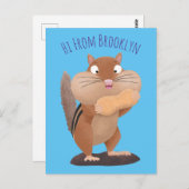 Niedlicher lustiger großer Wangen-Chipmunk-Cartoon Postkarte (Vorne/Hinten)