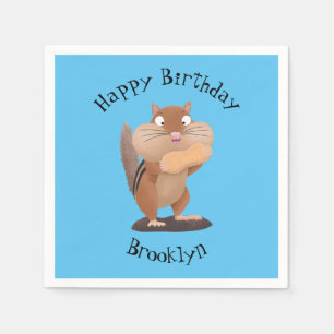 Niedlicher lustiger großer Wangen-Chipmunk-Cartoon Serviette