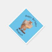 Niedlicher lustiger großer Wangen-Chipmunk-Cartoon Serviette (Ecke)