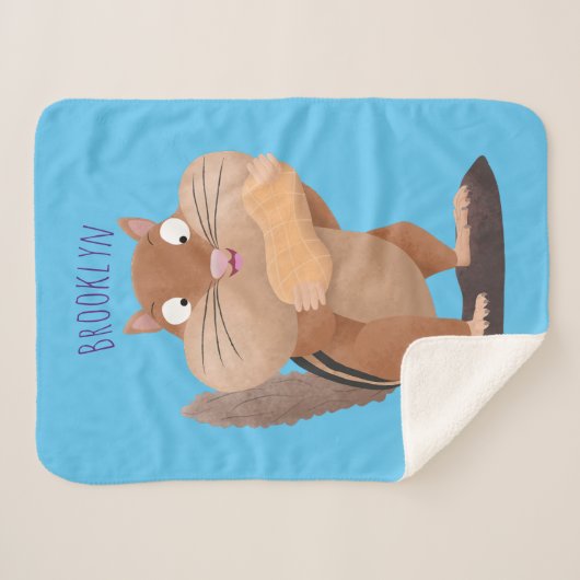 Niedlicher lustiger großer Wangen-Chipmunk-Cartoon Sherpadecke (Vorderseite (Horizontal))