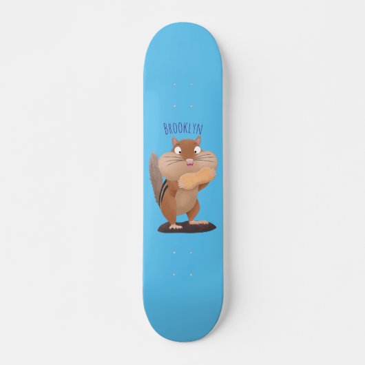 Niedlicher lustiger großer Wangen-Chipmunk-Cartoon Skateboard (Vorne)