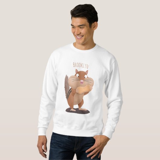 Niedlicher lustiger großer Wangen-Chipmunk-Cartoon Sweatshirt (Vorne ganz)