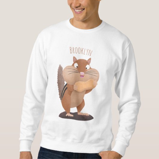 Niedlicher lustiger großer Wangen-Chipmunk-Cartoon Sweatshirt (Vorderseite)