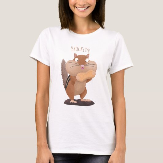 Niedlicher lustiger großer Wangen-Chipmunk-Cartoon T-Shirt (Vorderseite)