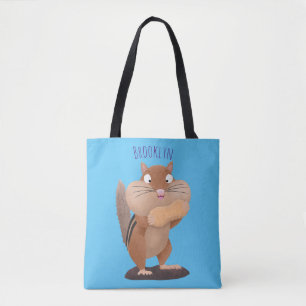 Niedlicher lustiger großer Wangen-Chipmunk-Cartoon Tasche