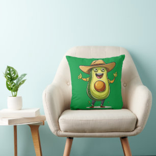niedlicher, lustiger, grüner Avocado Cowboy Kissen
