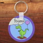 Niedlicher, lustiger, grüner Drache Spaß Cartoon Schlüsselanhänger (Vorderseite)