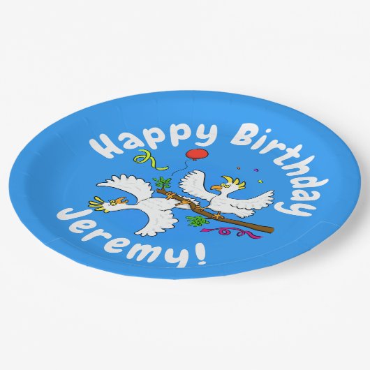 Niedlicher, lustiger Kakadavögel Party Cartoon Pappteller (Schrägansicht)