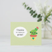 Niedlicher lustiger Kaktus Dank für die Hilfe, mic Postkarte (Stehend Vorderseite)