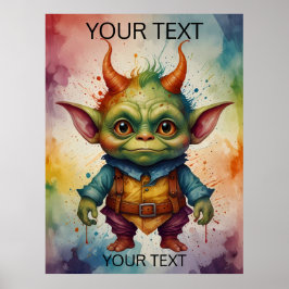 Niedlicher, lustiger kleiner Goblin Poster