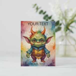 Niedlicher, lustiger kleiner Goblin Postkarte