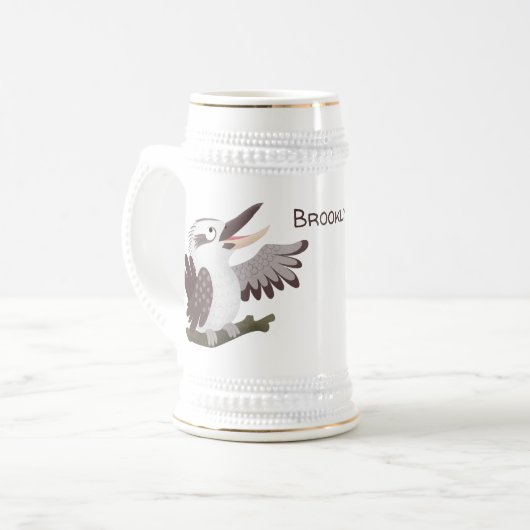 Niedlicher lustiger Lachen kookaburra Cartoon Bierglas (Vorderseite Links)