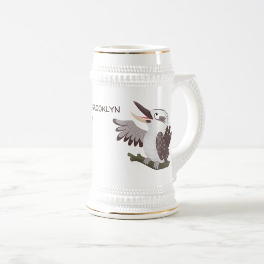 Niedlicher lustiger Lachen kookaburra Cartoon Bierglas (VorderseiteRechts)