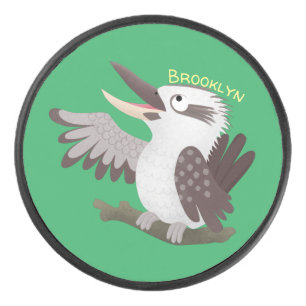 Niedlicher lustiger Lachen kookaburra Cartoon Eishockey Puck