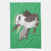 Niedlicher lustiger Lachen kookaburra Cartoon Geschirrtuch (Vertikal)