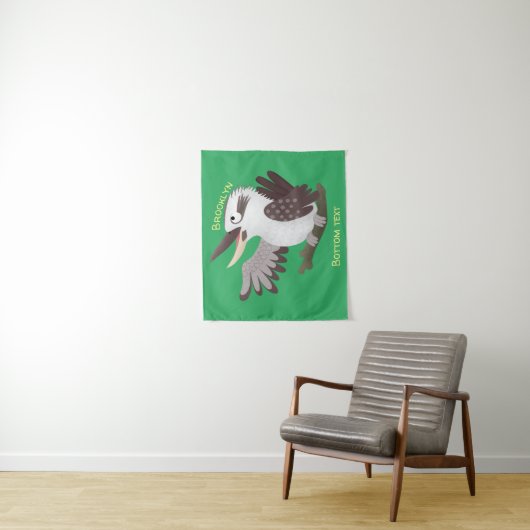 Niedlicher lustiger Lachen kookaburra Cartoon Wandteppich (Beispiel)