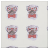 Niedlicher, lustiger Mops mit roter Brille und Bog Stoff (Muster)