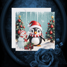 Niedlicher lustiger Pinguin. Feiertagskarte