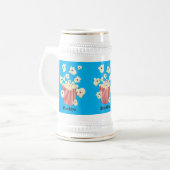 Niedlicher lustiger Popcorn-Cartoon Bierglas (Vorderseite Links)