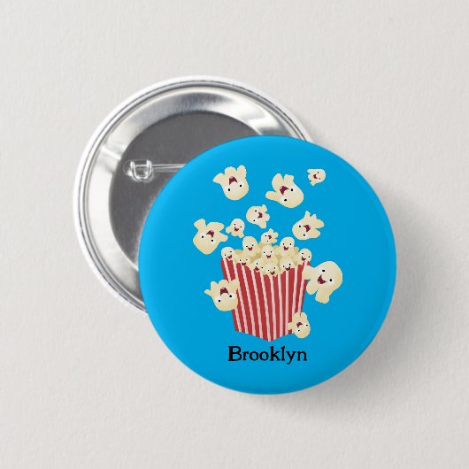 Niedlicher lustiger Popcorn-Cartoon Button (Vorne & Hinten)