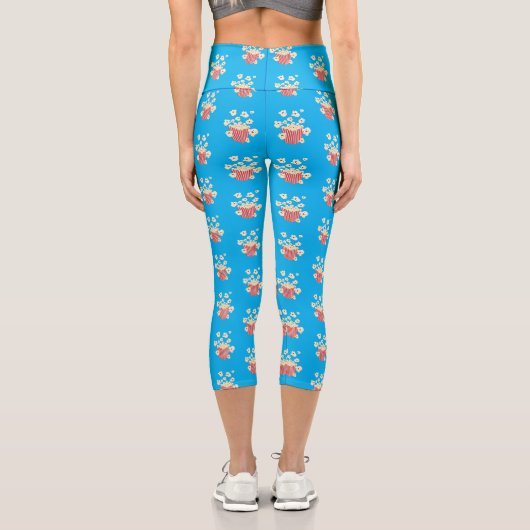 Niedlicher lustiger Popcorn-Cartoon Capri Leggings (Rückseite)