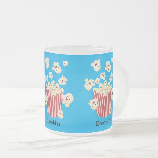 Niedlicher lustiger Popcorn-Cartoon Mattglastasse (VorderseiteRechts)