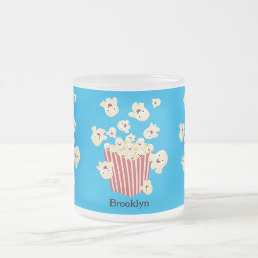 Niedlicher lustiger Popcorn-Cartoon Mattglastasse (Mittel)