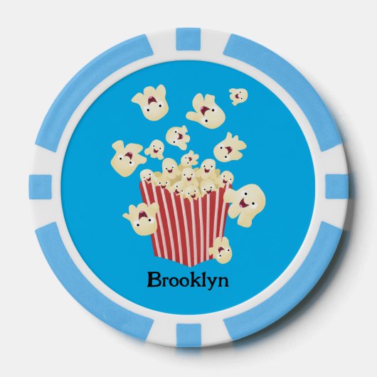 Niedlicher lustiger Popcorn-Cartoon Pokerchips (Vorderseite)