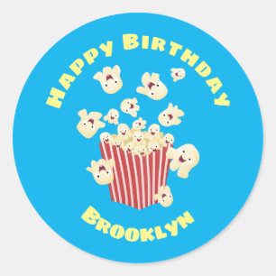 Niedlicher lustiger Popcorn-Cartoon Runder Aufkleber