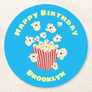 Niedlicher lustiger Popcorn-Cartoon Runder Pappuntersetzer