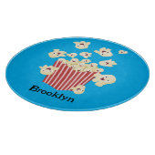 Niedlicher lustiger Popcorn-Cartoon Schneidebrett (Ecke)