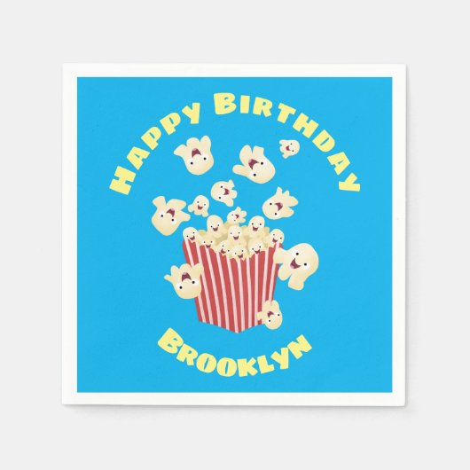 Niedlicher lustiger Popcorn-Cartoon Serviette (Vorderseite)