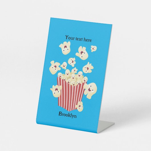 Niedlicher lustiger Popcorn-Cartoon Sockelschild (Vorderseite)